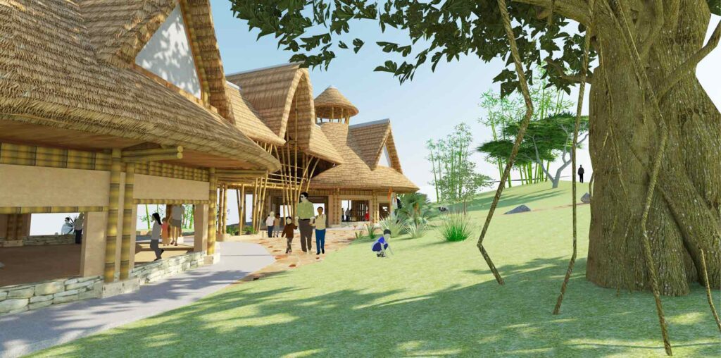 weBambu Render of bamboo building, along civic public edge