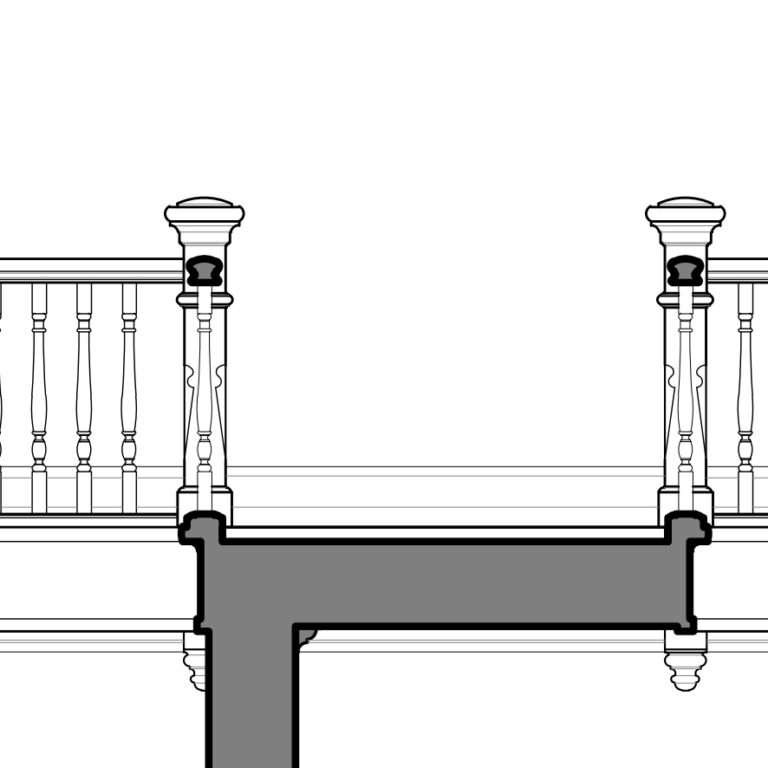 Sectional Detail of gallery walkway balustrade